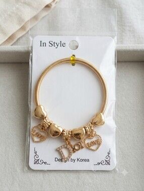 Gold Heart Charm Bracelet - Gold